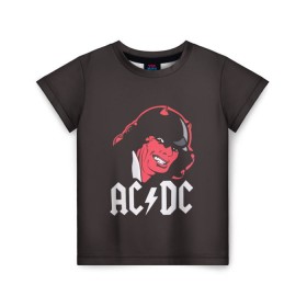 Детская футболка 3D с принтом Чёрт AC/DC в Рязани, 100% гипоаллергенный полиэфир | прямой крой, круглый вырез горловины, длина до линии бедер, чуть спущенное плечо, ткань немного тянется | ac dc | acdc | ангус янг | блюз рок | крис слэйд | рок группа | рок н ролл | стиви янг | хард рок | эксл роуз