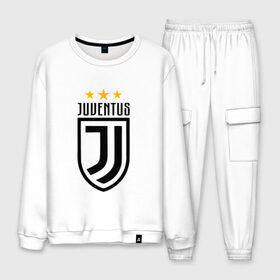 Мужской костюм хлопок с принтом Juventus Football Club в Рязани, 100% хлопок | на свитшоте круглая горловина, мягкая резинка по низу. Брюки заужены к низу, на них два вида карманов: два “обычных” по бокам и два объемных, с клапанами, расположенные ниже линии бедра. Брюки с мягкой трикотажной резинкой на поясе и по низу штанин. В поясе для дополнительного комфорта — широкие завязки | juventus football club