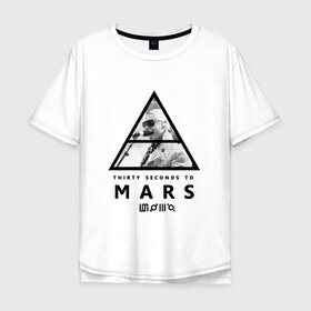 Мужская футболка хлопок Oversize с принтом Thirty Seconds to Mars в Рязани, 100% хлопок | свободный крой, круглый ворот, “спинка” длиннее передней части | 30 seconds to mars | 30 секунд до марса | 30stm | thirty seconds to mars | альтернативный | гранж | группа | джаред | лето | нео | орел | пост | прогрессивны | прогрессивный | рок | хард | шеннон