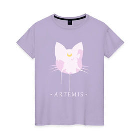 Женская футболка хлопок с принтом Artemis в Рязани, 100% хлопок | прямой крой, круглый вырез горловины, длина до линии бедер, слегка спущенное плечо | Тематика изображения на принте: anime | sailor moon | аниме | сейлор мун