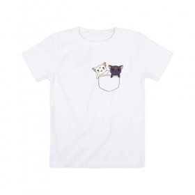 Детская футболка хлопок с принтом Кисы в Рязани, 100% хлопок | круглый вырез горловины, полуприлегающий силуэт, длина до линии бедер | Тематика изображения на принте: anime | cat | sailor moon | аниме | кисы | сейлор мун