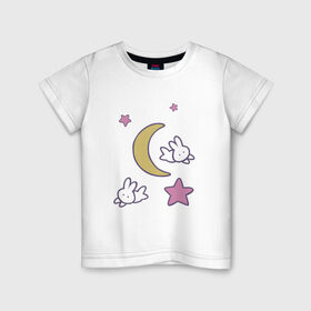Детская футболка хлопок с принтом Луна в Рязани, 100% хлопок | круглый вырез горловины, полуприлегающий силуэт, длина до линии бедер | Тематика изображения на принте: anime | sailor moon | аниме | сейлор мун