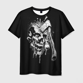 Мужская футболка 3D с принтом Зомби в Рязани, 100% полиэфир | прямой крой, круглый вырез горловины, длина до линии бедер | art | eyes | skull | zombie | апокалипсис | армагеддон | глаза | искусство | монстр | скелет | топор | череп