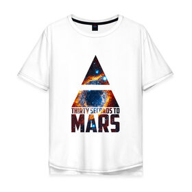 Мужская футболка хлопок Oversize с принтом Thirty Seconds to Mars космос в Рязани, 100% хлопок | свободный крой, круглый ворот, “спинка” длиннее передней части | 