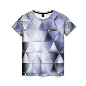 Женская футболка 3D с принтом Metallic triangles в Рязани, 100% полиэфир ( синтетическое хлопкоподобное полотно) | прямой крой, круглый вырез горловины, длина до линии бедер | текстура | треугольник