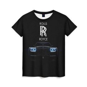 Женская футболка 3D с принтом Rolls Royce phantom в Рязани, 100% полиэфир ( синтетическое хлопкоподобное полотно) | прямой крой, круглый вырез горловины, длина до линии бедер | luxury | phantom | rich | rolls royce | rr | авто | автомобили | бренд | известные | логотип | машина | надписи | огни | ролс ройс | роскошь | тень | фары | черный