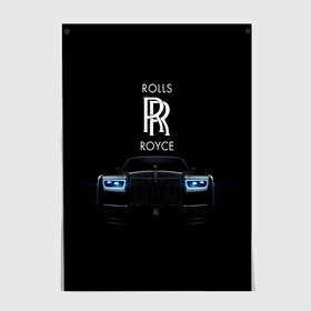 Постер с принтом Rolls Royce phantom в Рязани, 100% бумага
 | бумага, плотность 150 мг. Матовая, но за счет высокого коэффициента гладкости имеет небольшой блеск и дает на свету блики, но в отличии от глянцевой бумаги не покрыта лаком | luxury | phantom | rich | rolls royce | rr | авто | автомобили | бренд | известные | логотип | машина | надписи | огни | ролс ройс | роскошь | тень | фары | черный