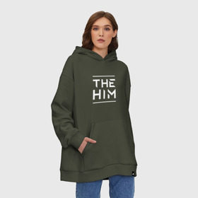 Худи SuperOversize хлопок с принтом The HIM в Рязани, 70% хлопок, 30% полиэстер, мягкий начес внутри | карман-кенгуру, эластичная резинка на манжетах и по нижней кромке, двухслойный капюшон
 | him | белый | вилле вало | готик | готика | группа | лав | метал | микко линдстрём | микко паананен | музыка | надпись | песни | рок | финская | хим | юкка крёгер | янне пууртинен