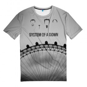 Мужская футболка 3D с принтом system of a down в Рязани, 100% полиэфир | прямой крой, круглый вырез горловины, длина до линии бедер | system of a down | рок | система