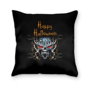 Подушка 3D с принтом Happy Halloween в Рязани, наволочка – 100% полиэстер, наполнитель – холлофайбер (легкий наполнитель, не вызывает аллергию). | состоит из подушки и наволочки. Наволочка на молнии, легко снимается для стирки | Тематика изображения на принте: 