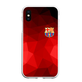 Чехол для iPhone XS Max матовый с принтом FC Barcelona red polygon 2018 в Рязани, Силикон | Область печати: задняя сторона чехла, без боковых панелей | fc barcelona | мяч | спорт | футбол | чеппионат