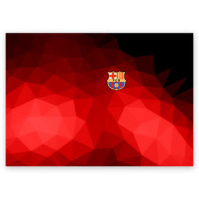 Поздравительная открытка с принтом FC Barcelona red polygon 2018 в Рязани, 100% бумага | плотность бумаги 280 г/м2, матовая, на обратной стороне линовка и место для марки
 | Тематика изображения на принте: fc barcelona | мяч | спорт | футбол | чеппионат