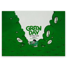 Поздравительная открытка с принтом Монстр Green Day в Рязани, 100% бумага | плотность бумаги 280 г/м2, матовая, на обратной стороне линовка и место для марки
 | Тематика изображения на принте: american idiot | green day | альтернативный | билли джо армстронг | грин дей | группа | зелёный день | майк дёрнт | музыка | надпись | панк | поп | поппанк | рок | тре кул