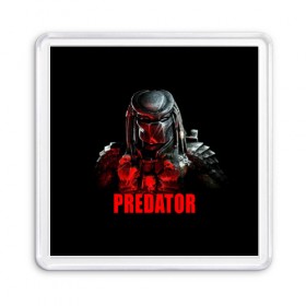 Магнит 55*55 с принтом Predator в Рязани, Пластик | Размер: 65*65 мм; Размер печати: 55*55 мм | Тематика изображения на принте: блокбастер | боевик | кино | киногерой | кинофильм | оружие | фантастика | хищник