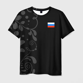 Мужская футболка 3D с принтом Russia - Black collection в Рязани, 100% полиэфир | прямой крой, круглый вырез горловины, длина до линии бедер | 0x000000123 | black collection | russia | россия