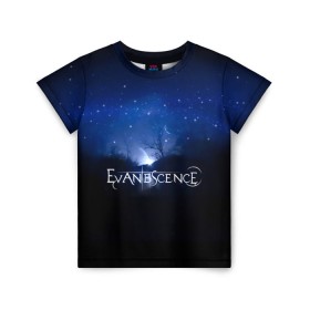 Детская футболка 3D с принтом Evanescence звездное небо в Рязани, 100% гипоаллергенный полиэфир | прямой крой, круглый вырез горловины, длина до линии бедер, чуть спущенное плечо, ткань немного тянется | evanescence | альтернативный | готик | группа | джен маджура | исчезновение | метал | ню | рок | синий | тим маккорд | трой маклоухорн | уилл хант | хард | эванесенс | эми ли