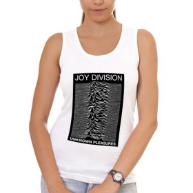 Женская майка хлопок с принтом Joy Division в Рязани, 95% хлопок, 5% эластан |  | postpunk | unknown pleasures | бернард самнер | британская рок группа | джой дивижн | иэн кёртис | неизвестные удовольствия | питер хук | постпанк | стивен моррис