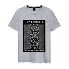 Мужская футболка хлопок с принтом Joy Division в Рязани, 100% хлопок | прямой крой, круглый вырез горловины, длина до линии бедер, слегка спущенное плечо. | Тематика изображения на принте: postpunk | unknown pleasures | бернард самнер | британская рок группа | джой дивижн | иэн кёртис | неизвестные удовольствия | питер хук | постпанк | стивен моррис