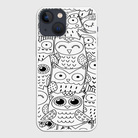 Чехол для iPhone 13 mini с принтом Совушки pattern в Рязани,  |  | bird | owl | животные | ночные птицы | птицы | совы