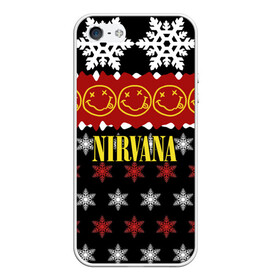 Чехол для iPhone 5/5S матовый с принтом Nirvana праздничный в Рязани, Силикон | Область печати: задняя сторона чехла, без боковых панелей | cobain | kurt | nirvana | альтернативный | боритон | гранж | группа | дональд | знак | кобейн | красный | крист новоселич | курт | музыка | музыкант | надпись | нирвана | новогодний | новый год | певец | праздник