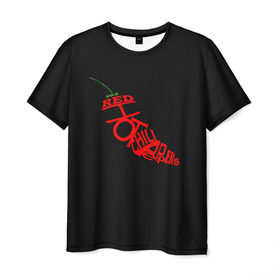 Мужская футболка 3D с принтом Red Hot Chili Peppers в Рязани, 100% полиэфир | прямой крой, круглый вырез горловины, длина до линии бедер | Тематика изображения на принте: музыка | овощ | острый | пеперс | перчик | ред | рок | хот | чили