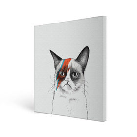 Холст квадратный с принтом Grumpy cat (David Bowie) в Рязани, 100% ПВХ |  | Тематика изображения на принте: бодиарт | грумпи | дэвид боуи | злой кот | интернет | котей | котик | кошка | мем | мемас | мемчик. | молния на лице | рисунок на лице | сердитый