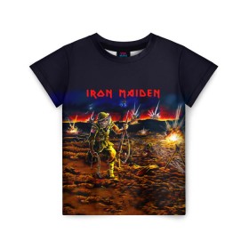 Детская футболка 3D с принтом Боец Iron Maiden в Рязани, 100% гипоаллергенный полиэфир | прямой крой, круглый вырез горловины, длина до линии бедер, чуть спущенное плечо, ткань немного тянется | iron maiden | адриан смит | айрон мейден | война | группа | дэйв мюррей | железная дева | ирон майден | метал | мрачный | музыка | песни | рок | солдат | стив харрис | тяжелый | хеви | хевиметал