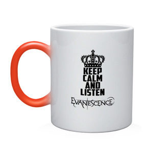 Кружка хамелеон с принтом Keep calm, listen Evanescence в Рязани, керамика | меняет цвет при нагревании, емкость 330 мл | Тематика изображения на принте: 