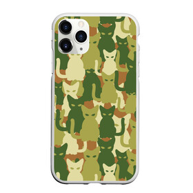 Чехол для iPhone 11 Pro Max матовый с принтом Камуфляж в Рязани, Силикон |  | camouflage | cat | камуфляж | кот