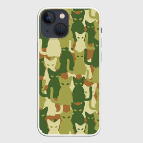 Чехол для iPhone 13 mini с принтом Камуфляж в Рязани,  |  | camouflage | cat | камуфляж | кот