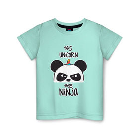 Детская футболка хлопок с принтом Unicorn ninja в Рязани, 100% хлопок | круглый вырез горловины, полуприлегающий силуэт, длина до линии бедер | Тематика изображения на принте: panda dab | unicorn ninja