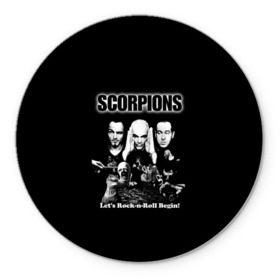 Коврик круглый с принтом Группа Scorpions в Рязани, резина и полиэстер | круглая форма, изображение наносится на всю лицевую часть | scorpions | группа | скорпионс | хард | хардрок