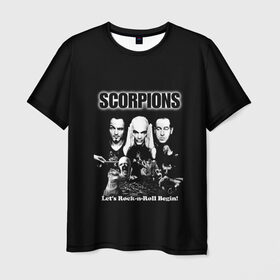 Мужская футболка 3D с принтом Группа Scorpions в Рязани, 100% полиэфир | прямой крой, круглый вырез горловины, длина до линии бедер | scorpions | группа | скорпионс | хард | хардрок