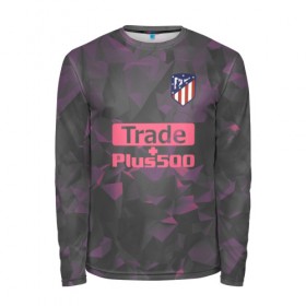 Мужской лонгслив 3D с принтом Atletico Madrid Original #8 в Рязани, 100% полиэстер | длинные рукава, круглый вырез горловины, полуприлегающий силуэт | Тематика изображения на принте: атлетико мадрид | полигоны | эмблема