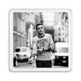 Магнит 55*55 с принтом Rami Malek в Рязани, Пластик | Размер: 65*65 мм; Размер печати: 55*55 мм | mr robot | rami malek | мистер робот | рами малек