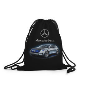Рюкзак-мешок 3D с принтом Mercedes-Benz в Рязани, 100% полиэстер | плотность ткани — 200 г/м2, размер — 35 х 45 см; лямки — толстые шнурки, застежка на шнуровке, без карманов и подкладки | kомпания производитель легковых автомобилей премиального класса | немецкое качество