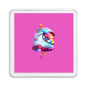 Магнит 55*55 с принтом Colorful balls в Рязани, Пластик | Размер: 65*65 мм; Размер печати: 55*55 мм | Тематика изображения на принте: balls | colorful | helmet | pink | колорит | космонавт | космос | розовый | скафандр | цвет | шарики | шары | шлем
