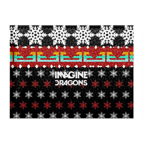 Обложка для студенческого билета с принтом Праздничный Imagine Dragons в Рязани, натуральная кожа | Размер: 11*8 см; Печать на всей внешней стороне | Тематика изображения на принте: альтернативный | американская | группа | драгонс | имеджин | инди | индирок | новогодний | поп | рождество | рок | свитер | электроник