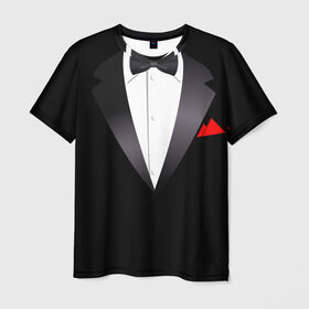 Мужская футболка 3D с принтом Смокинг в Рязани, 100% полиэфир | прямой крой, круглый вырез горловины, длина до линии бедер | жених | муж | свадьба | смокинг | смокинг для жениха