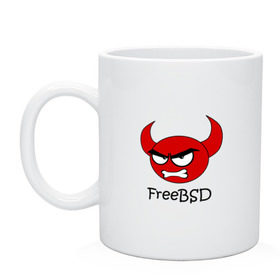 Кружка с принтом FreeBSD демон в Рязани, керамика | объем — 330 мл, диаметр — 80 мм. Принт наносится на бока кружки, можно сделать два разных изображения | bsd | demon | freebsd | os | unix | демон | злой | ос | чёртик