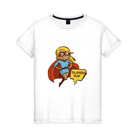 Женская футболка хлопок с принтом Супер мама в Рязани, 100% хлопок | прямой крой, круглый вырез горловины, длина до линии бедер, слегка спущенное плечо | 8 марта | девушка | жена | женщина | мама