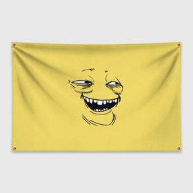 Флаг-баннер с принтом Yoba в Рязани, 100% полиэстер | размер 67 х 109 см, плотность ткани — 95 г/м2; по краям флага есть четыре люверса для крепления | yoba | ехидный блинчик | имиджборды | колобок | мемы | пека фейс