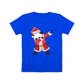 Детская футболка хлопок с принтом Панда Санта-Клаус в Рязани, 100% хлопок | круглый вырез горловины, полуприлегающий силуэт, длина до линии бедер | Тематика изображения на принте: зима | новый год | панда | подарок | рождество