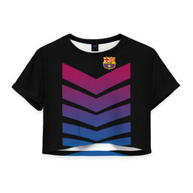 Женская футболка 3D укороченная с принтом FC Barcelona 2018 Arrow в Рязани, 100% полиэстер | круглая горловина, длина футболки до линии талии, рукава с отворотами | fc | fc barcelona | fcb | барселона | спорт | спортивные | футбол | футбольный клуб