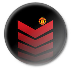 Значок с принтом Manchester United 2018 Arrow в Рязани,  металл | круглая форма, металлическая застежка в виде булавки | Тематика изображения на принте: fc | manchester united | манчестер юнайтед | спорт | спортивные | футбол | футбольный клуб