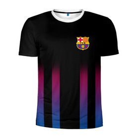 Мужская футболка 3D спортивная с принтом FC Barcelona Color Line в Рязани, 100% полиэстер с улучшенными характеристиками | приталенный силуэт, круглая горловина, широкие плечи, сужается к линии бедра | fc barcelona | fcb | барселона | спорт | спортивные | фк | футбол