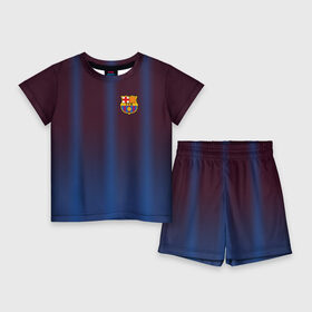 Детский костюм с шортами 3D с принтом FC Barcelona Gradient в Рязани,  |  | fc | fc barcelona | fcb | барселона | спорт | спортивные | фк | футбол