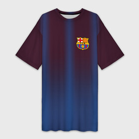 Платье-футболка 3D с принтом FC Barcelona Gradient в Рязани,  |  | fc | fc barcelona | fcb | барселона | спорт | спортивные | фк | футбол