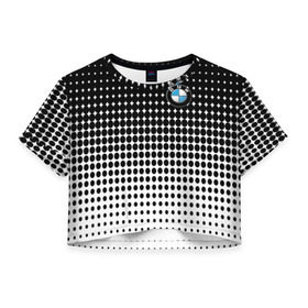 Женская футболка 3D укороченная с принтом BMW 2018 Black and White IV в Рязани, 100% полиэстер | круглая горловина, длина футболки до линии талии, рукава с отворотами | Тематика изображения на принте: bmw | автомобильные | бмв | машины