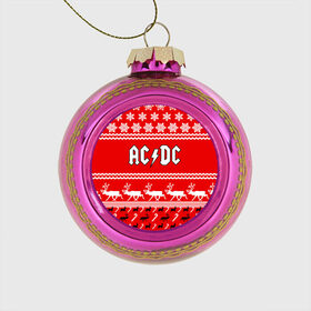 Стеклянный ёлочный шар с принтом Праздничный AC/DC в Рязани, Стекло | Диаметр: 80 мм | ac dc | acdc |   снежинки | ангус янг | ас дс | асдс | крис слэйд | новогодний | новый год | рождество | стиви янг | эксл роуз